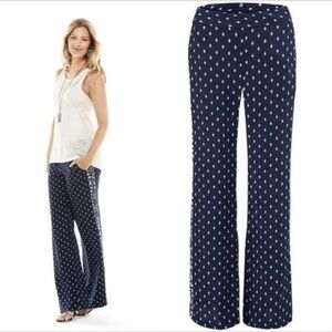 Cabi Track Star Wide Leg Pants Navy Blue White Size‎ 8 Lightweight